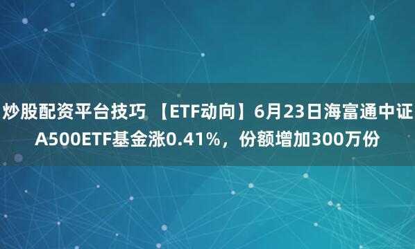 炒股配资平台技巧 【ETF动向】6月23日海富通中证A500ETF基金涨0.41%，份额增加300万份